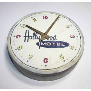 Vntg‎ Hollywood Motel Print Face 8" Diameter Wall Clock Working Quartz Movement